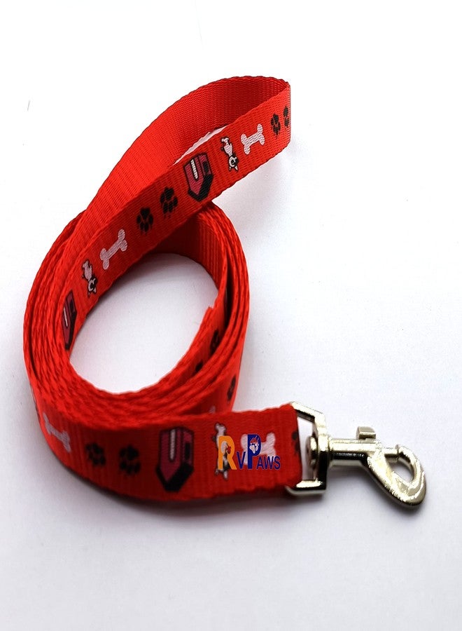 Pups&Pets طقم طوق وحزام ومقود من النايلون مطبوع عليه شكل مخلب/عظمة من Pups&Pets، مقاس 15 مم، مع مشبك سريع الفتح وقابل للتعديل، وحزام رقبة يسمح بالتهوية، مثالي للجراء والكلاب والقطط - أحمر - Image 3